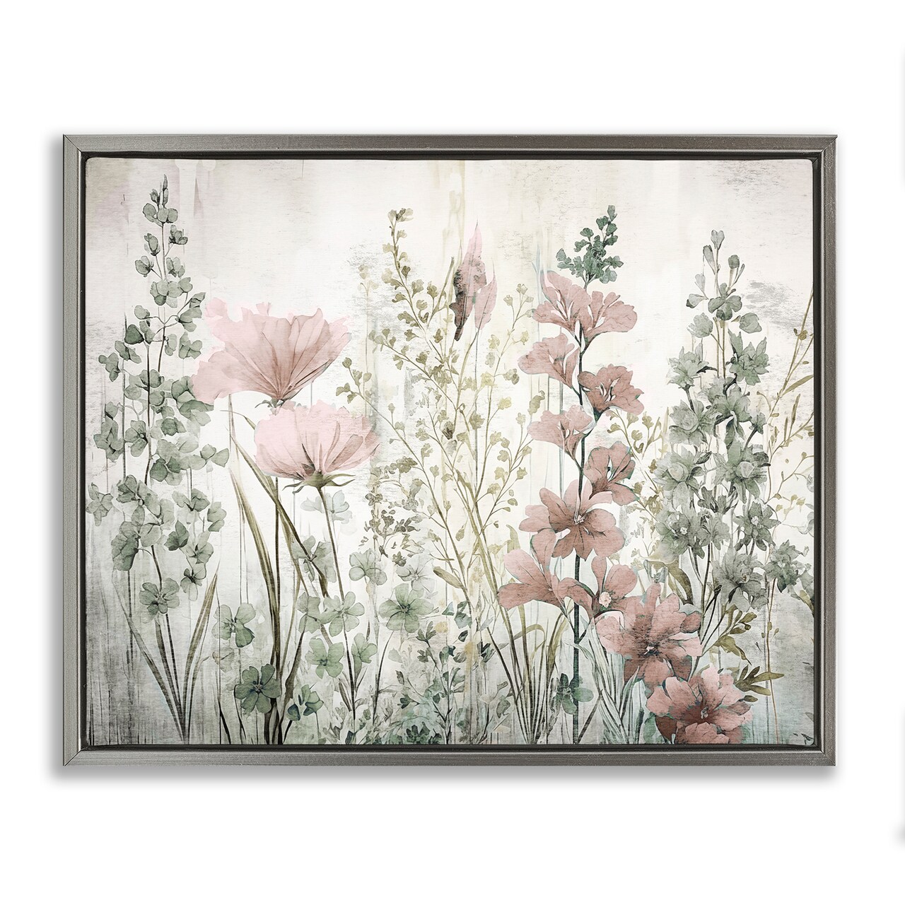 Stupell Industries Blush Wildflower Sprigs Framed Floater Canvas Wall Art Design by Sasha